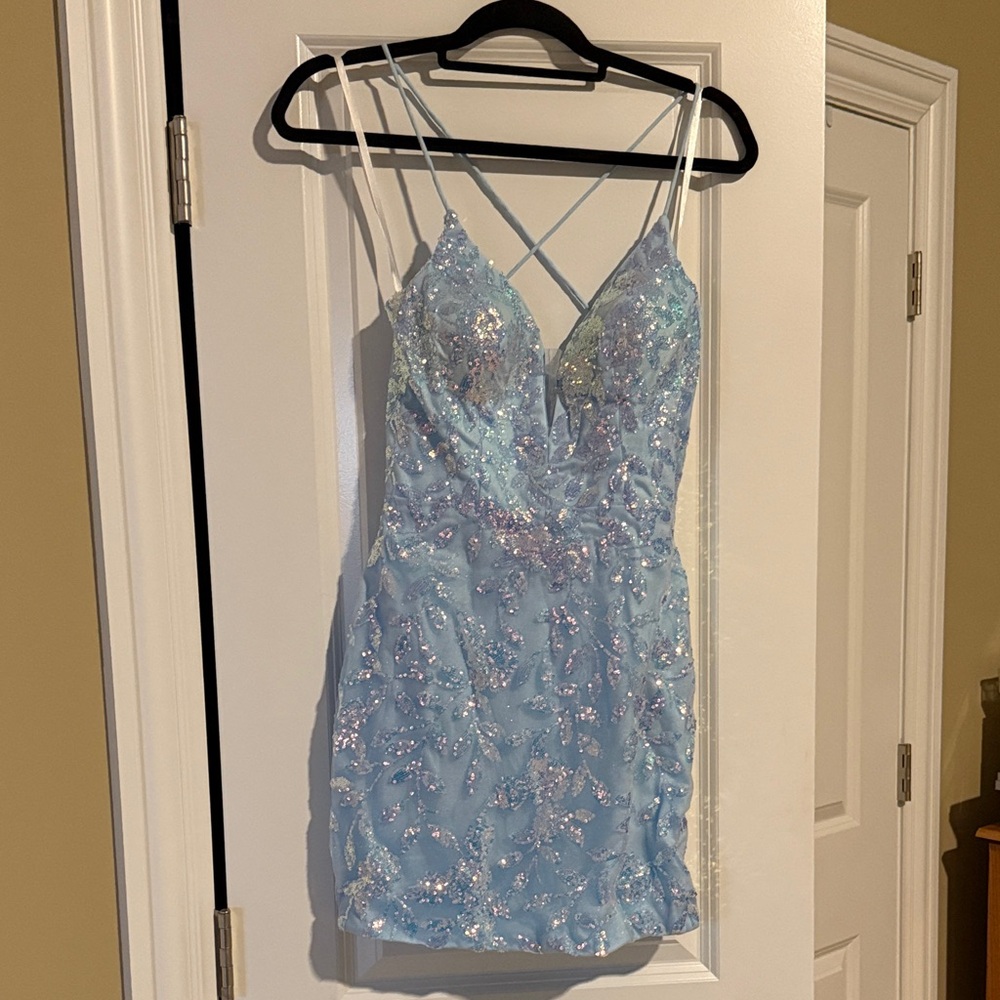 Lucy in the Sky Light Blue Sequin Prom Dress